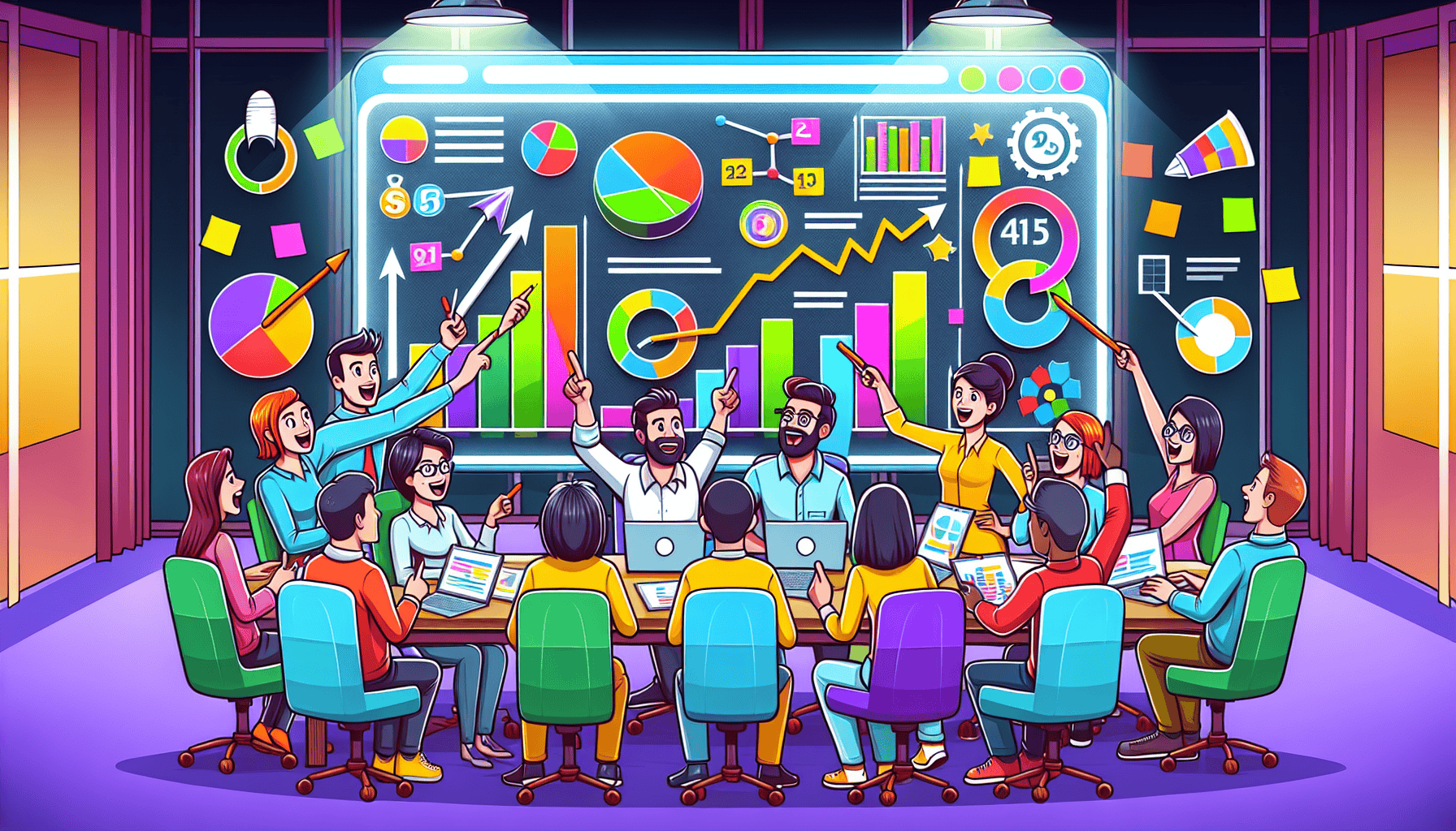 A cartoon illustrating the process of measuring success in search marketing