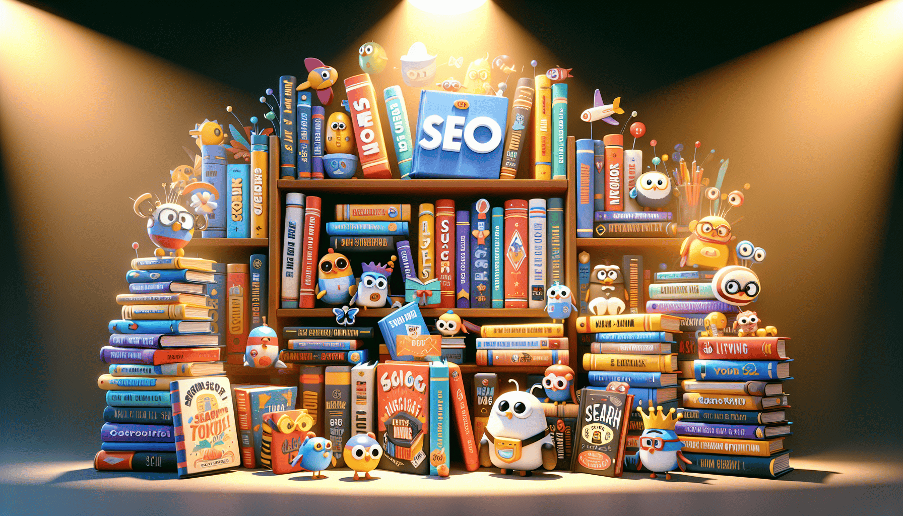 A creative illustration showing top articles and case studies featured on Search Engine Journal