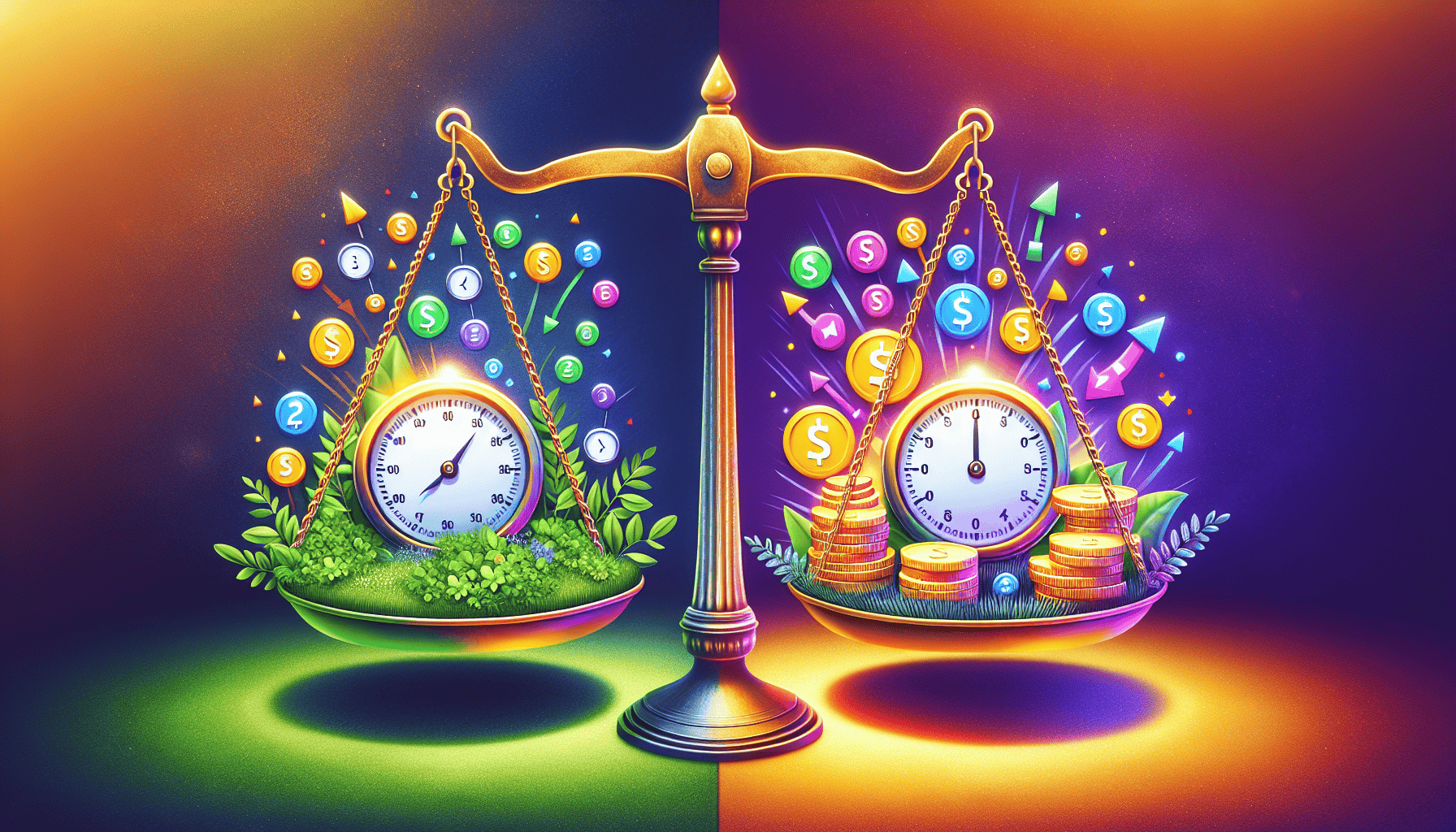 An illustration comparing the timeframes and costs of SEO and SEM