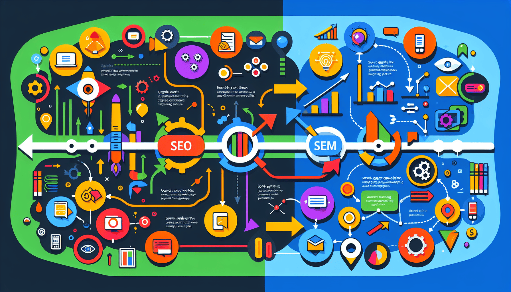 An infographic explaining the differences between SEO and SEM