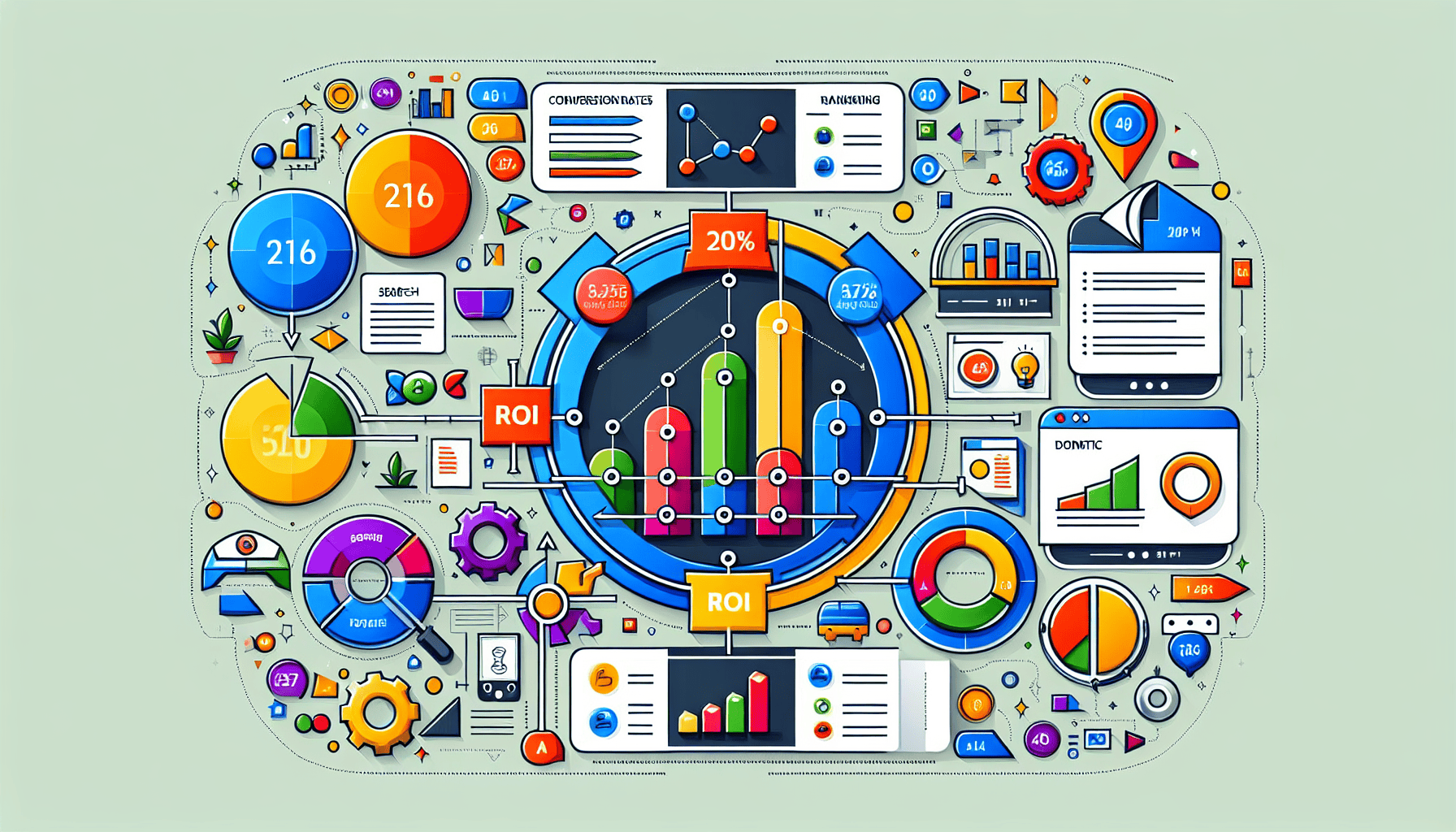 A diagram showing the key metrics for measuring success in search engine marketing