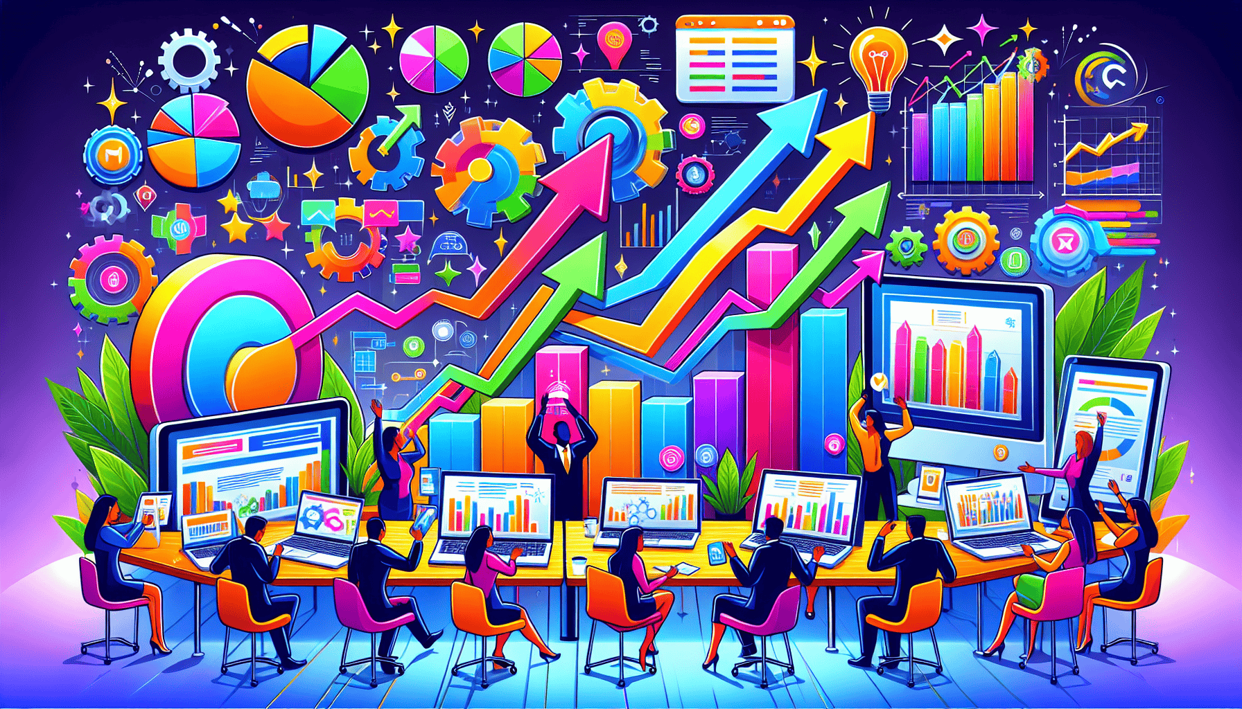 An illustration depicting various case studies of successful SEM campaigns