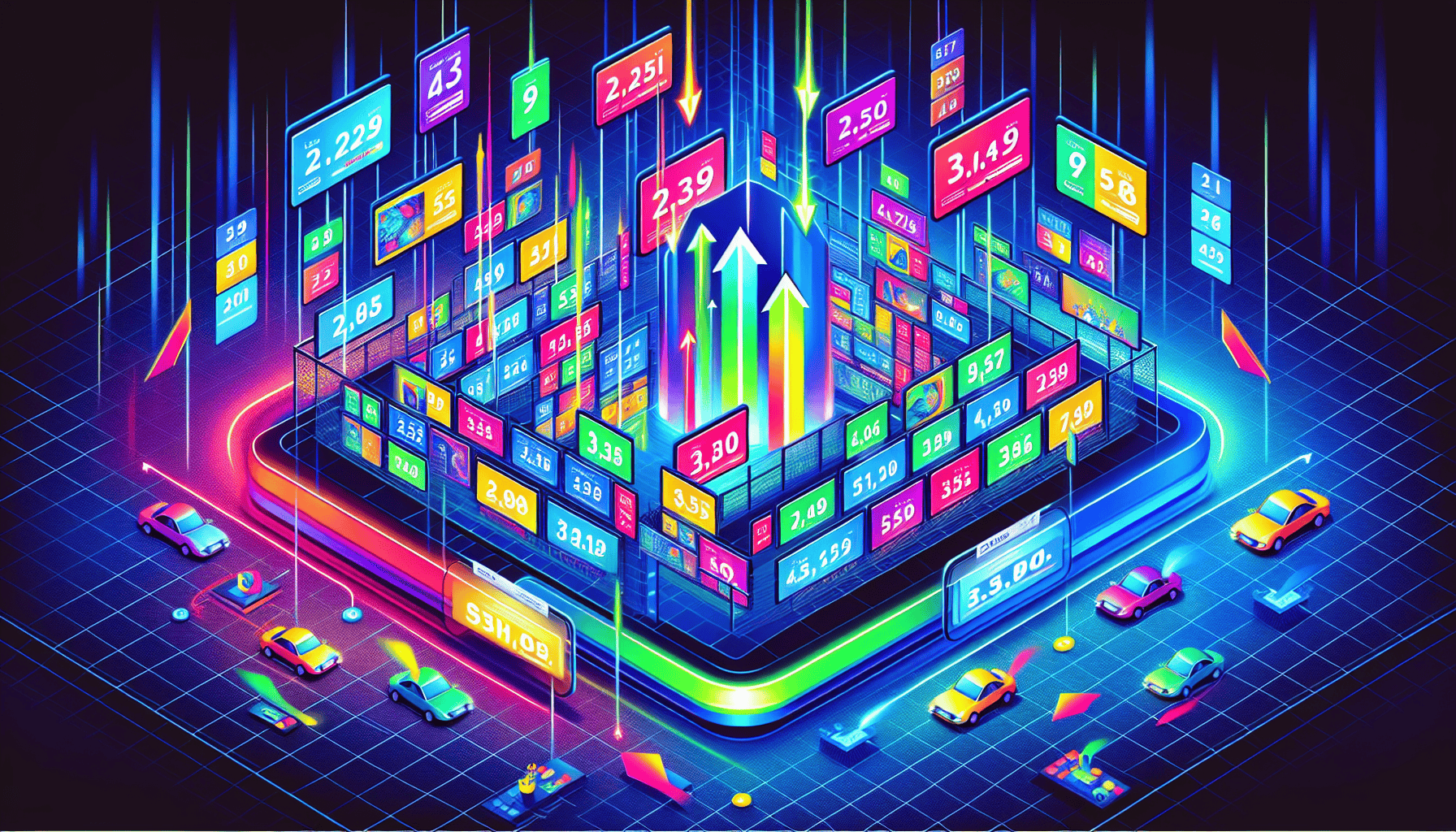 An illustration explaining the ad auction process in search engine marketing