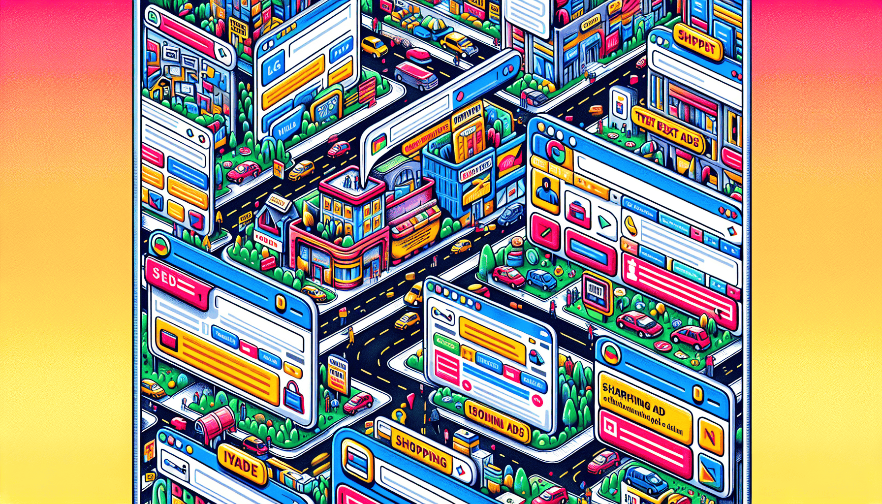 An illustration showcasing different types of search engine ads